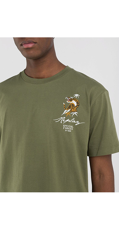 コットンジャージー タイガーグラフィックプリントTシャツ 詳細画像